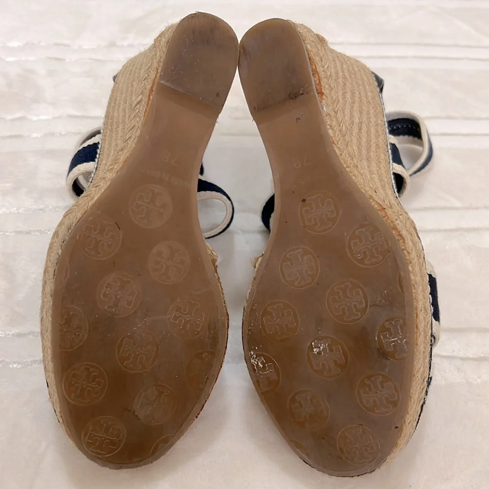 Tory Burch Nautical Espadrilles Wedge Platform Sandals